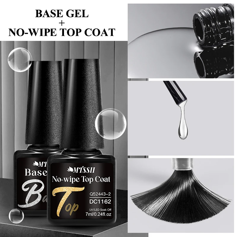 Mtssii 7ml Base Gel Nail polish Bright Color Semi Permanent Soak Off UV LED Nail Art No Wipe Top Coat Nail Art For Manicure 3