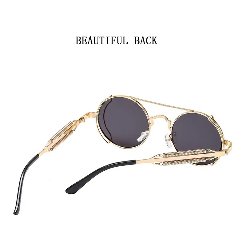 Long Keeper Retro Punk Square Sunglasses for Men Women Steampunk Sunglasses Gold Metal Frame Punk Rock Style Sunglasses Unisex Vintage Shades UV Protection, Golden Frame/Grey Lens
