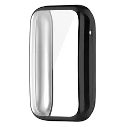 Premium Plating Case with Full Coverage Screen Protector - Soft TPU Frame Bumper (Black)