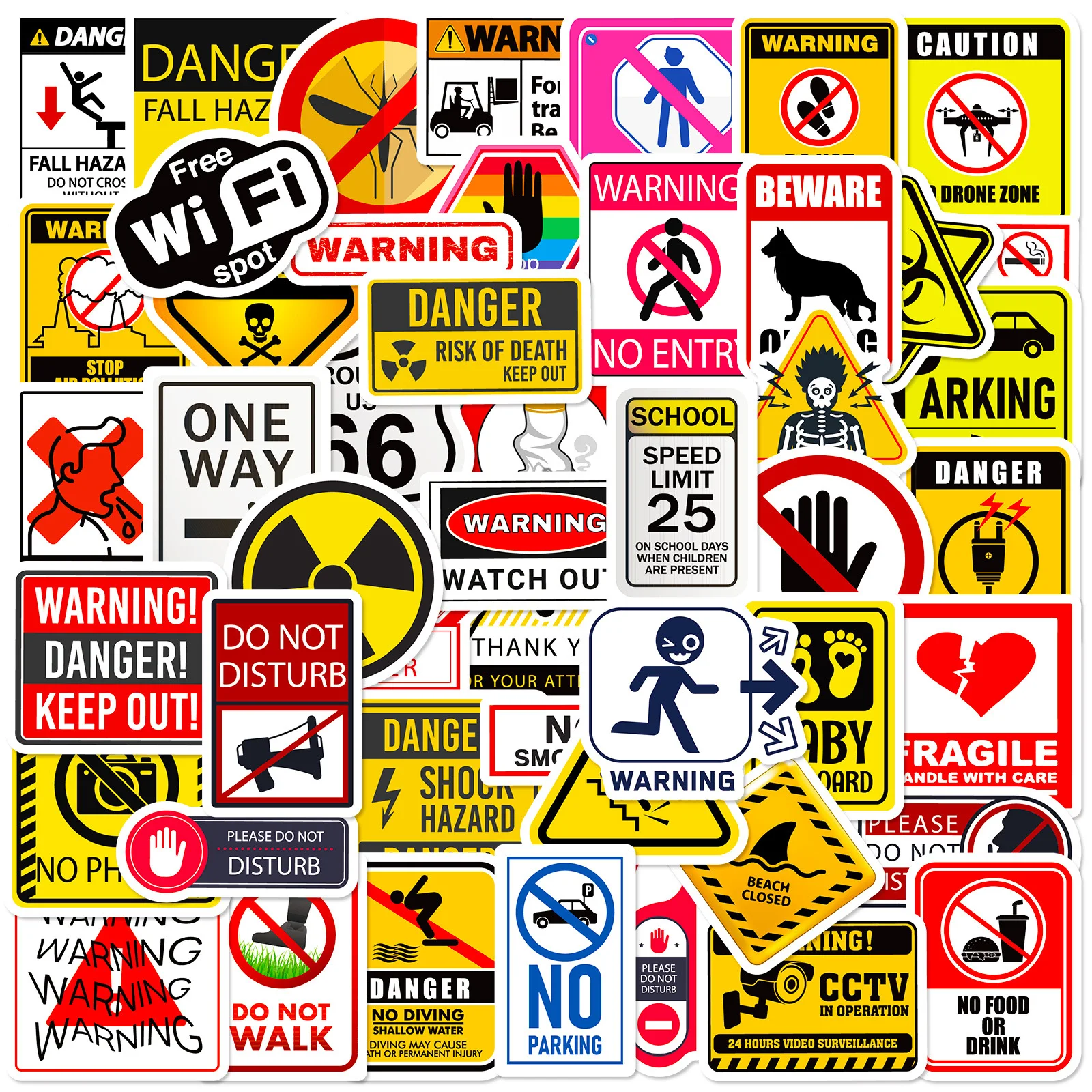 

10/30/50PCS Children's Cartoon Warning Sign Sticker Kindergarten Game Interactive Student Waterproof Decoration Sticker