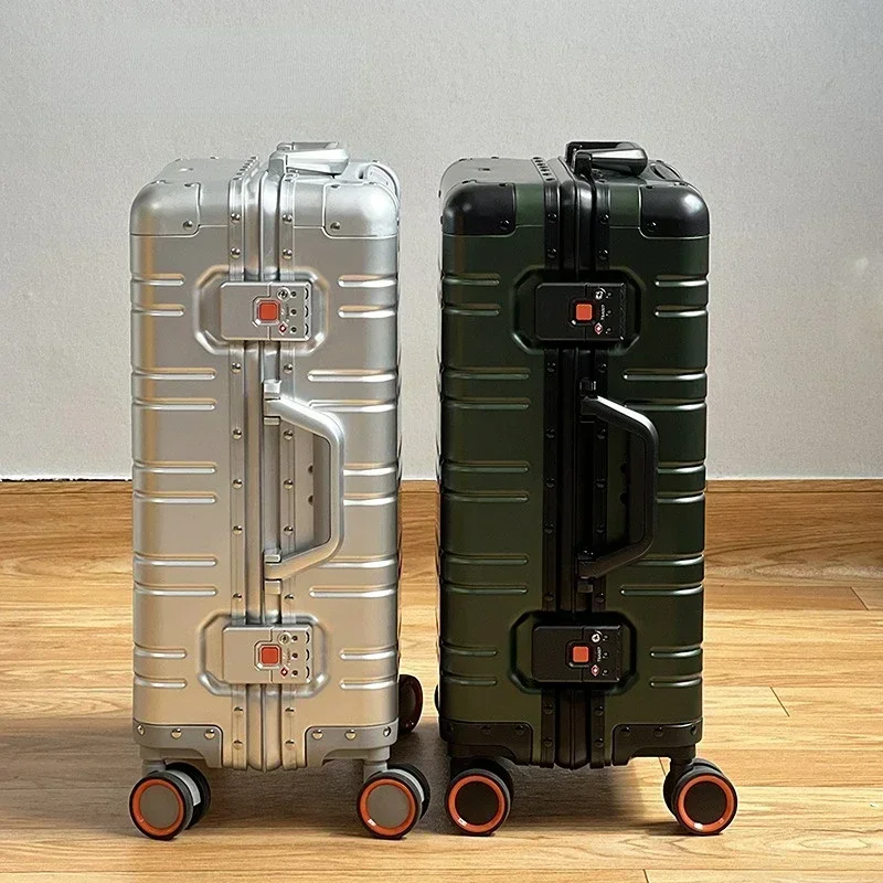 Aluminum-magnesium alloy Travel Suitcase 20‘’Carry-On Cabin Suitcase Rolling Luggage 24/29 inch travelTrolley Luggage