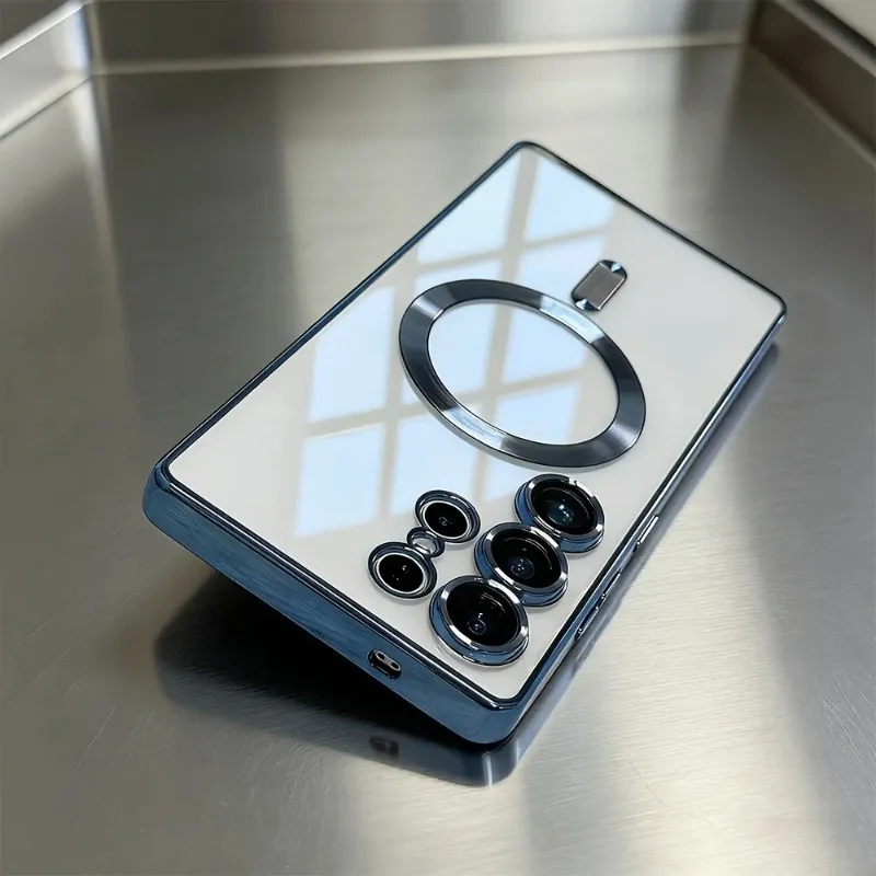 Luxury Magnetic Plating Clear Shockproof Case with Wireless Charging Compatibility