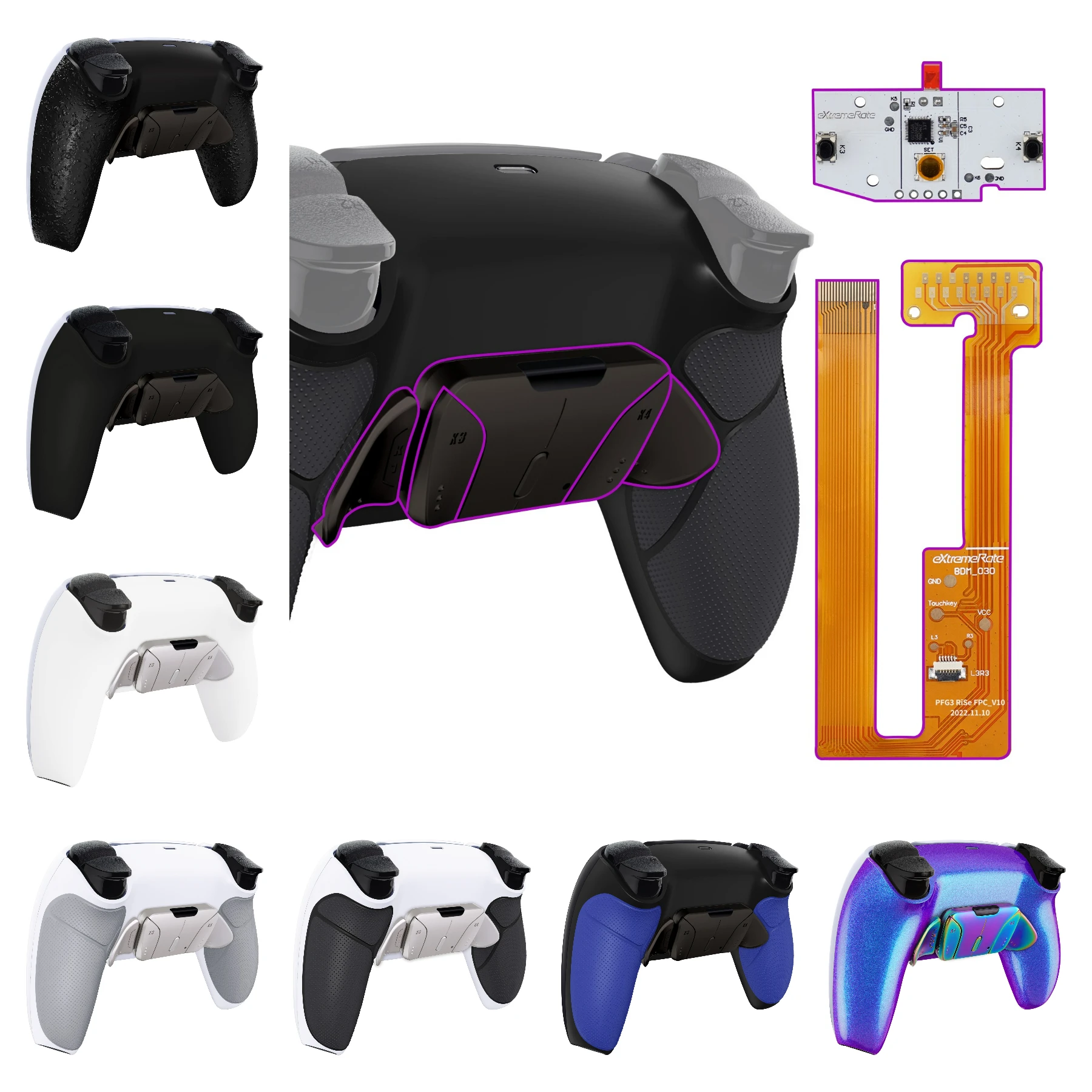 Remap Kit para Ps5 Controller Botões de Metal Real Upgrade Board Back Shell Button Extremerate Rgb Versão Bdm030 Bdm-040