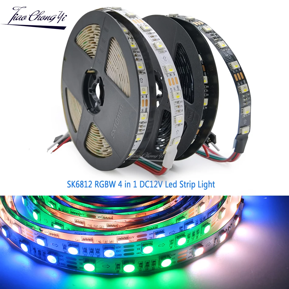 

SK6812 RGBW LED strip light 4 in 1 DC12V 60LEDs/m similar WS2812B LEDs Individual Addressable RGBWW LED strip 5m