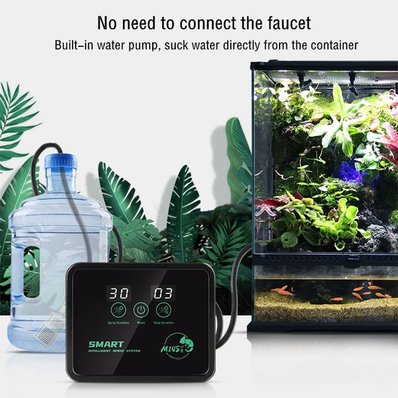 Electronic Intelligent Reptile Fogger Terrariums Humidifier Timer Automatic Mist Spray Rainforest System Kit Sprinkler Control