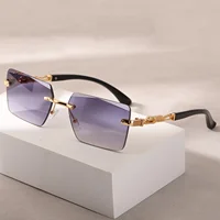 1pc lunettes de soleil sans monture Rectangle femmes hommes nuances petites lunettes de soleil carrées pour femme mâle plage vacances voyage lunettes 4