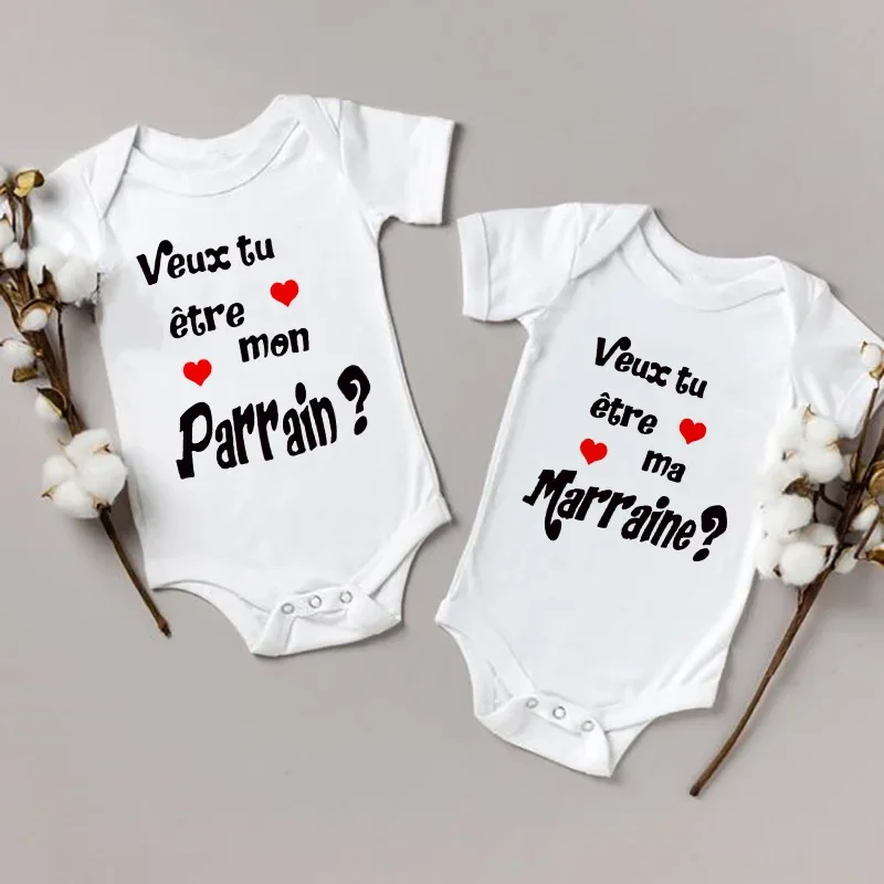 Would You Be My Godfather/godmother Baby Romper Ask for Godfather Baptism Clothes Summer Boys Girls Bodysuit Newborn Outfits baby rompers baby jumpsuit cotton jumpsuit baby clothing cotton onesies