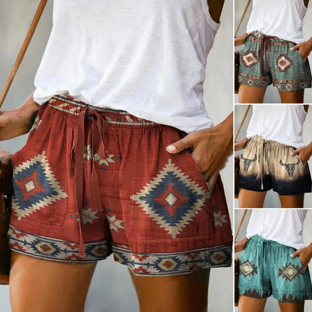 Chic Beach Shorts High Waist Quick Drying Female Shorts Drawstring