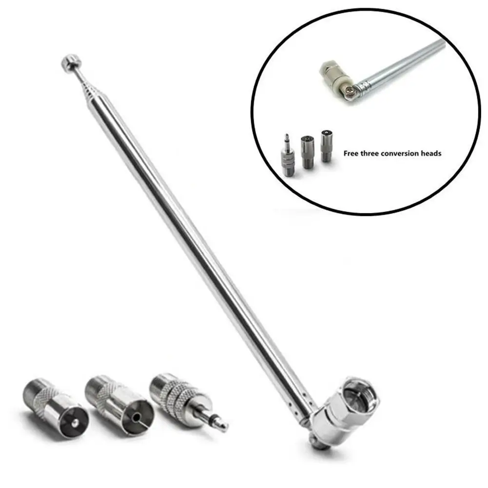 4PCS/Set Telescopic Rod Antenna F Type Male Connector To PAL 3.5mm Adapter TV FM Radio Antenna Stereo Receiver Amplifier