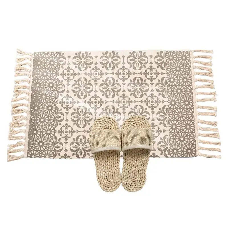 

Bohemian Home Decorative Cotton Linen Hand Woven Rugs Geometric Floor Mat Bedroom Living Room Carpet With Tassels Home Decor