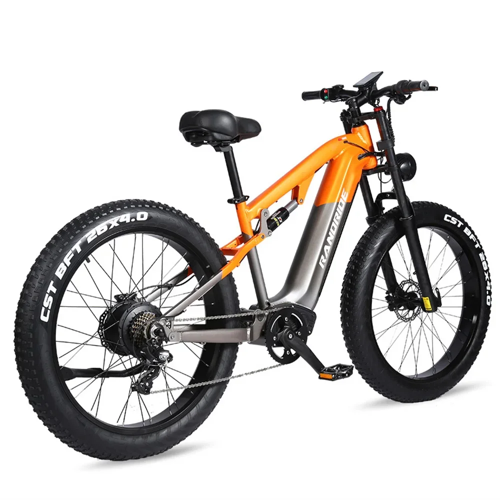 Randride YX80 XL 1500W 20AH Frame Aluminum Alloy Electric Bike 26 Inch Fat Tire Mountain Ebike with MTB Mudguards and Rear Rack
