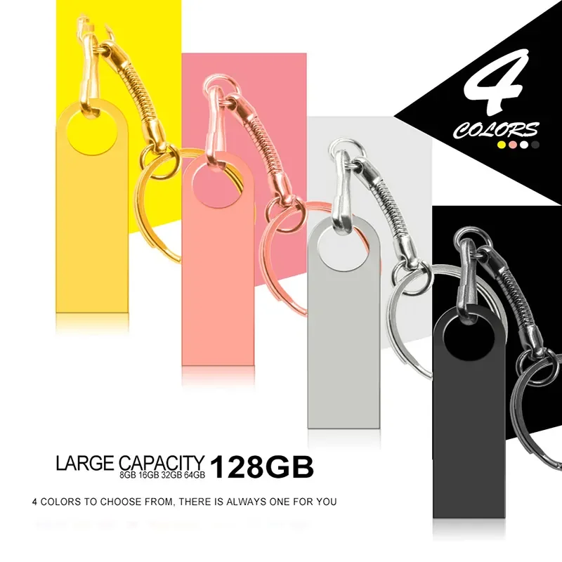 USB 2.0 플래시 스틱 펜 드라이브 스토리지 USB 드라이브, 금속 로터리 클램프, 4GB, 8GB, 16GB, 32GB, 64GB, 128GB, 100 개/로트
