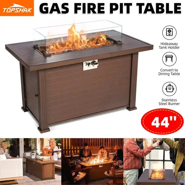 TopshakGF2 44 Inch Grand Patio Outdoor Gas Fire Pit Table 50000 BTU