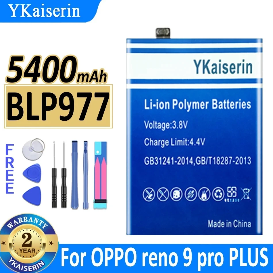 

Сменный аккумулятор ykaisсеребрин BLP977 на 5400 мАч для OPPO Reno 9 Pro PLUS/Reno9 Pro + аккумулятор, гарантия 2 года, бесплатные инструменты