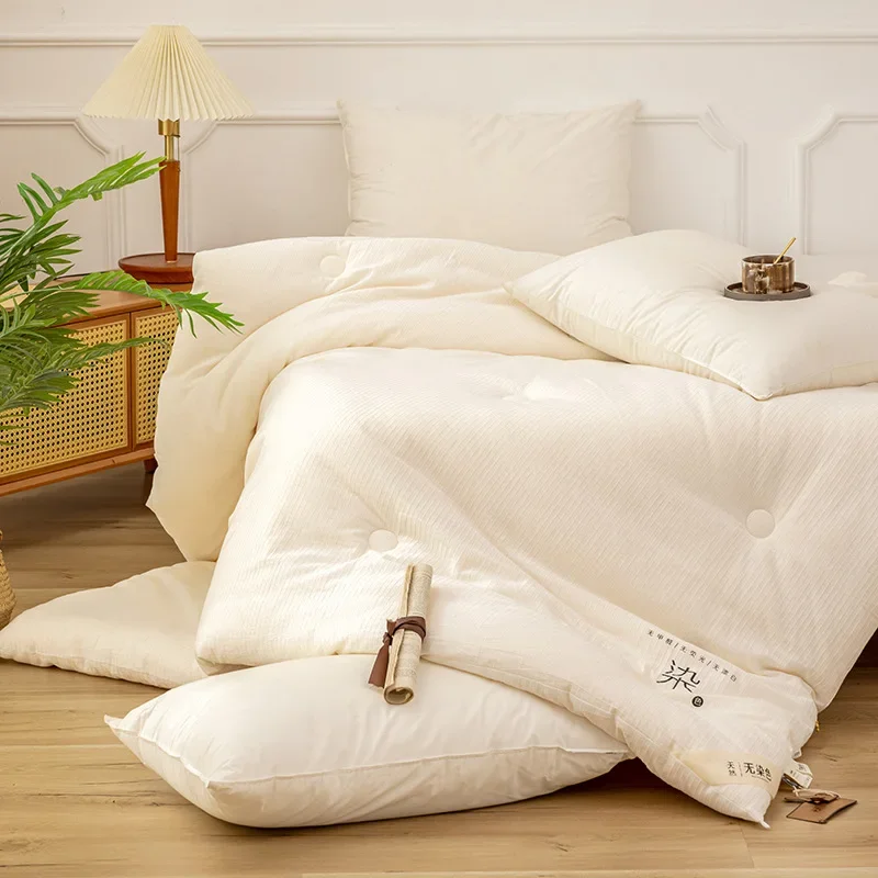 Knitted Cotton Comforter Soybean Fiber Quilt Warm Four Seasons Single Double Duvet Soft Twin Queen King Bedding bed comforter