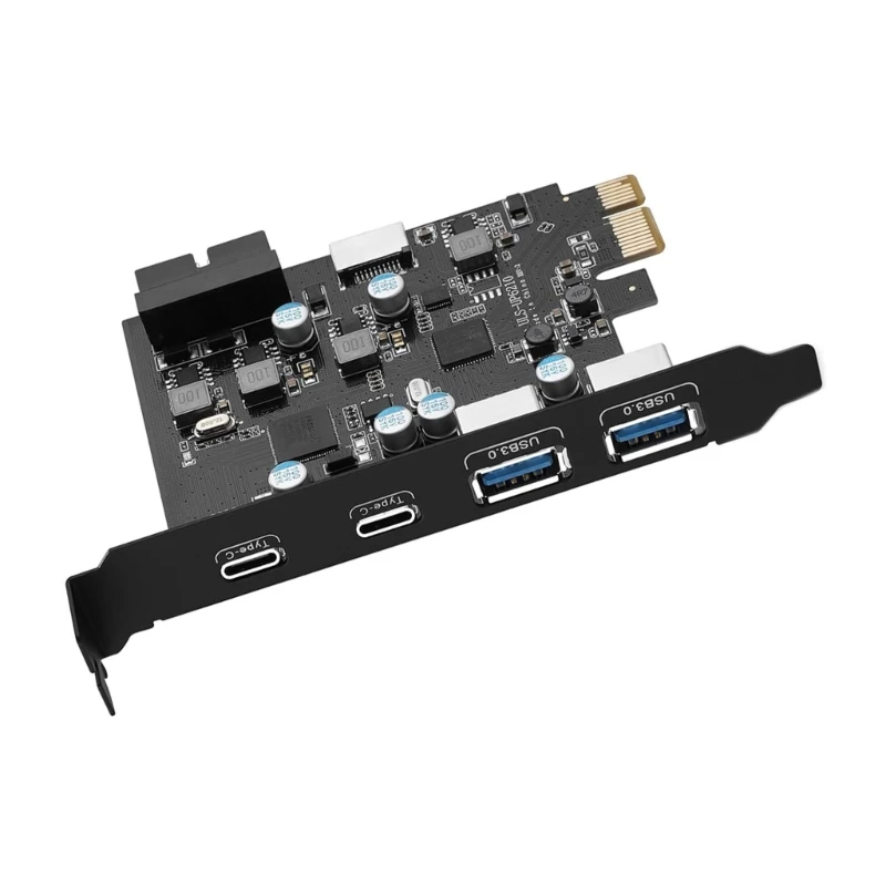 6 Port USB PCIe Card PCIE to Type C (2) USB Type-A (2) Expansion Card with Internal 19 Pin Connector Front Panel Adapter