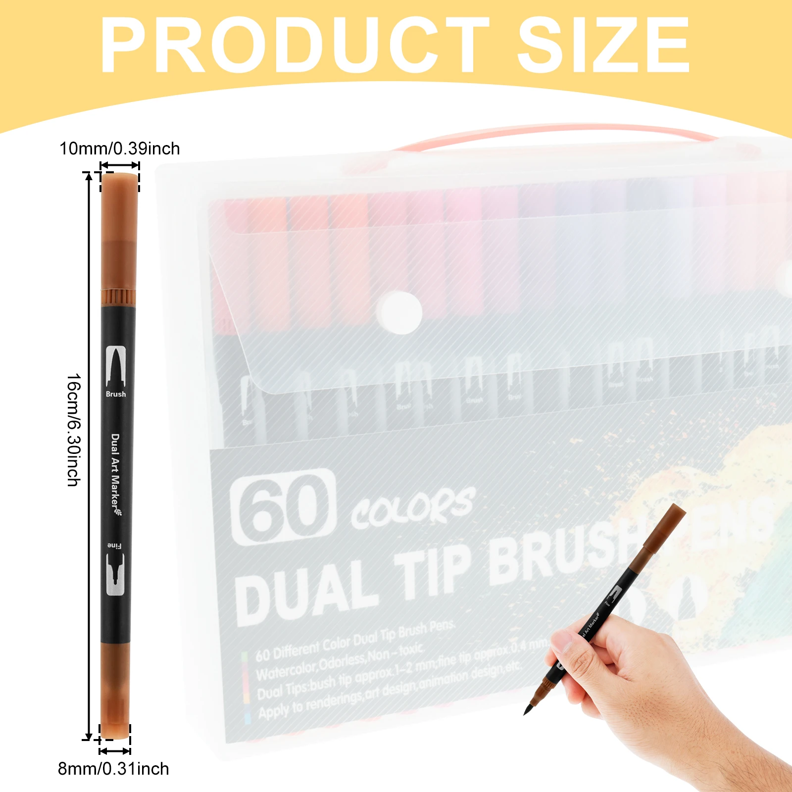 60 Colors to 100 Colors Double Tip Brush Pens Washable Double Brush Marker Pens Multifunctional Art Markers Set Practical Paint