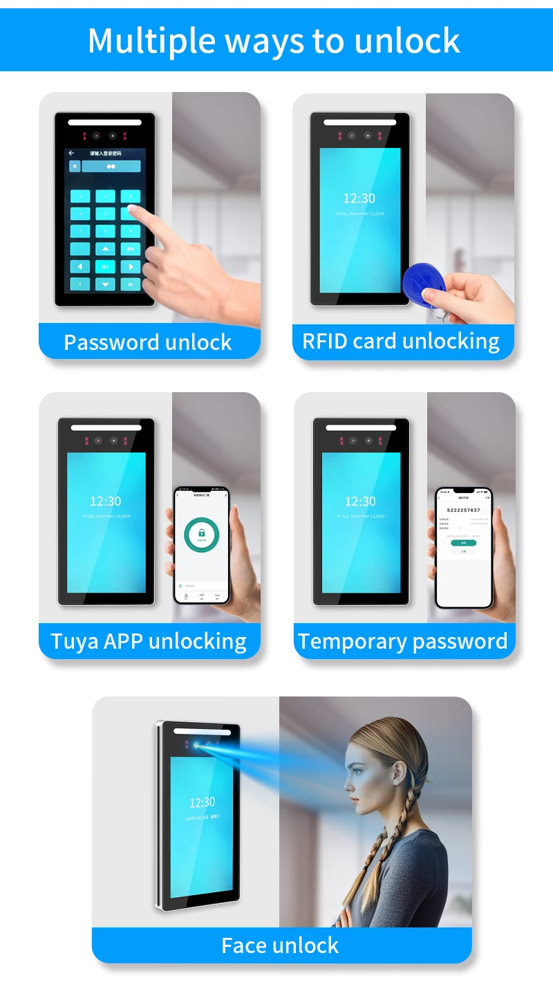Asia Teco 7 inch 5000user Tuya APP TCP/IP WIFI Dynamic Face Recognition Access C