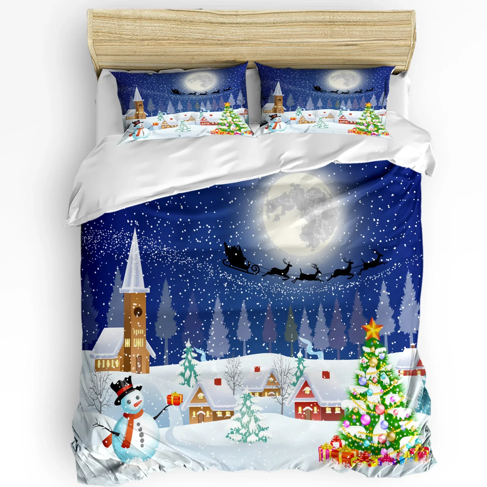 

3pcs Bedding Set Merry Christams Snow Winter Home Textile Duvet Cover Pillow Case Boy Kid Teen Girl Bedding Covers Set