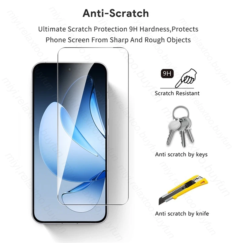 5-Piece HD Crystal Tempered Glass Screen Protector Set for Smartphones - Case Friendly and Durable 9H Hardness