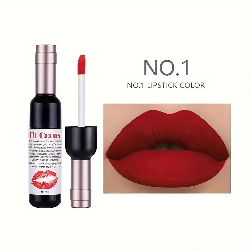 Velvet Matte Liquid Lipstick with Red Wine Bottle Design - High Pigment Lip Gloss