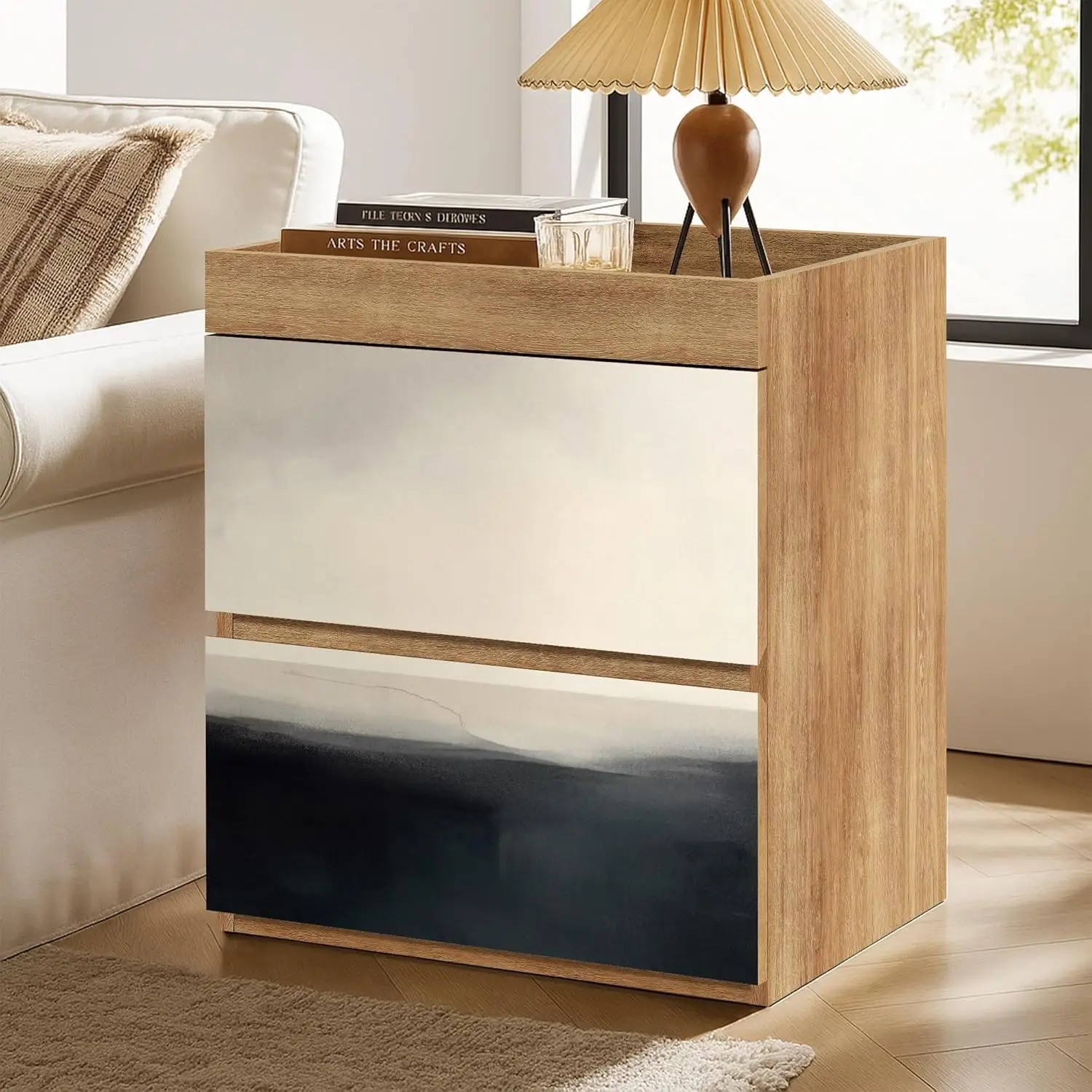 Minimalist Black White Nightstand 4