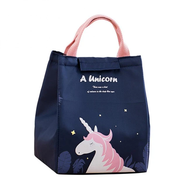 1pc Cartoon Unicorn Single Shoulder Portable Lunch Bag, Outdoor