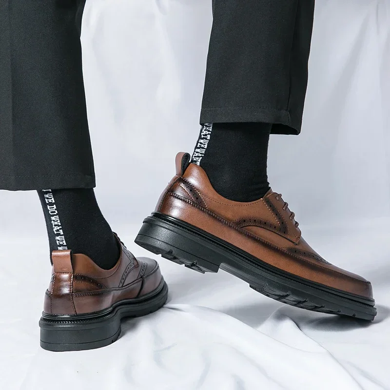 Gentleman Retro Business Leather Shoes Formal Dress Office Shoes Men's Wedding Black Brown British Style