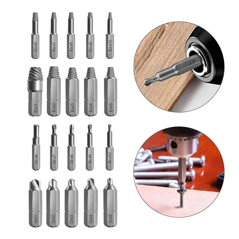 10-Piece Damaged Screw and Bolt Extractor Drill Bit Set
