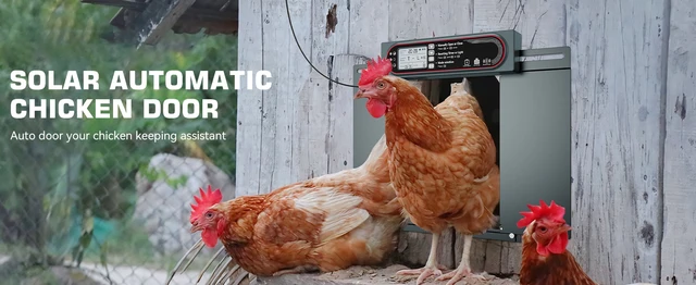 Automatic Chicken Coop Door – Horizontal Dual Opening, Solar & USB Power, Light Sensor & Remote