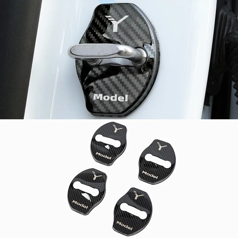 Car Door Lock Cover For Tesla Model 3 Y-Car Door Lock Buckle Trim Cover Protective Rust Sticker Accessories Model3