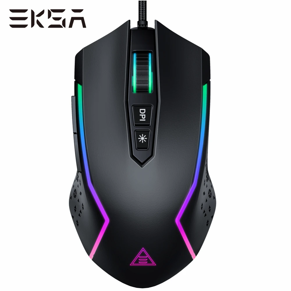 mouse for apple mac EKSA EM100 RGB Gaming Mouse Gamer USB Wired Gaming Mice 8000 DPI with 6 Color Backlight 7 Programmable Buttons for PC laptop silent computer mouse