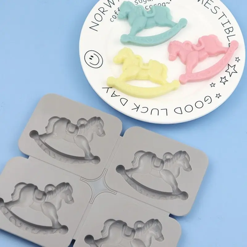 Silicone 4 Cavity Trojan Horse Shape Aromatherapy Mold Handmade Tools Perfume Soap Resin Craft 1pcs