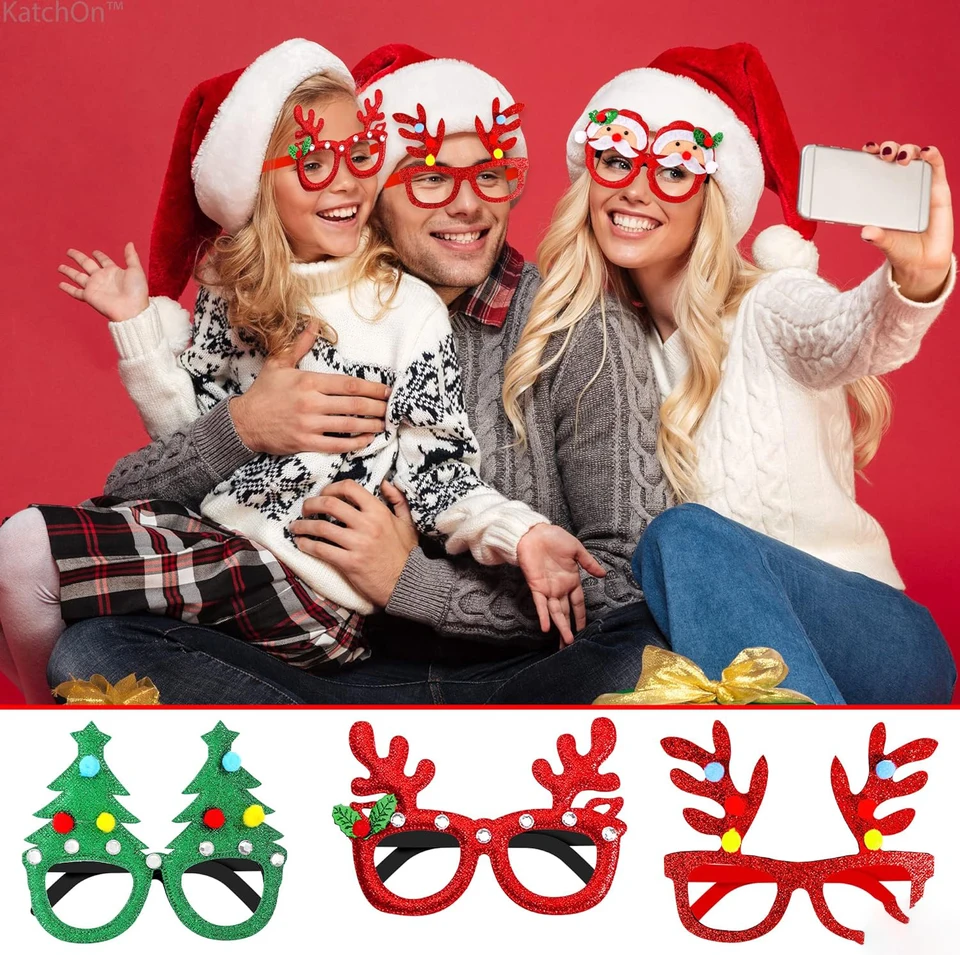 Occhiali Natalizi 8 Pezzi Occhiali Di Natale Montatura Divertenti Occhialis Natalizi Occhialis Da Festa Glitter Per Bambini e Adulti Decorazione Per