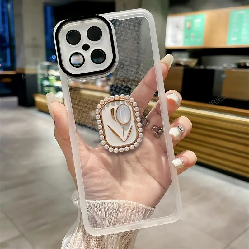 Pour Huawei Honor X8 X8a 4G 5G X7 X7a X7b X6 X6a X6s X5 Plus X9a X9b 90 Lite 50 support tulipe coque en silicone transparent X 8_voghion.com