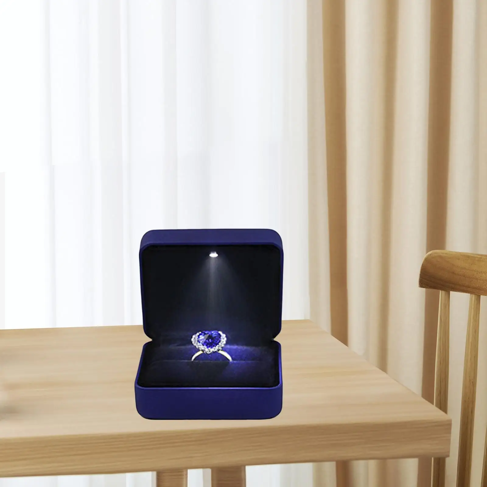 

Engagement Ring Box with Light Square with LED Lighted up Ring Holder for Men Women Girls