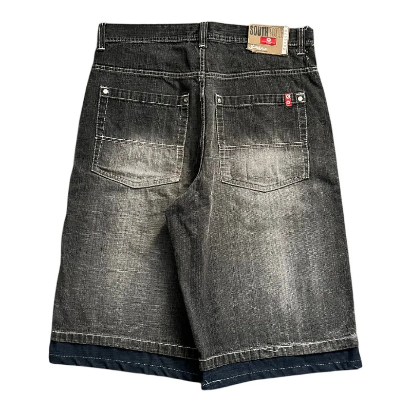 Y2K Vintage Fashion Solid Color Washed Casual Denim Shorts summer jeans shorts Gothic Harajuku Hip Hop High Waist Wide Leg Shorts Men Wear