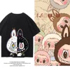 Men Casual Cute Tide Wear Tops Labubu Cartoon T-Shirts Short Sleeve Lovers Women High Quality Pure Cotton Kids Girls Clothes Tee 1
