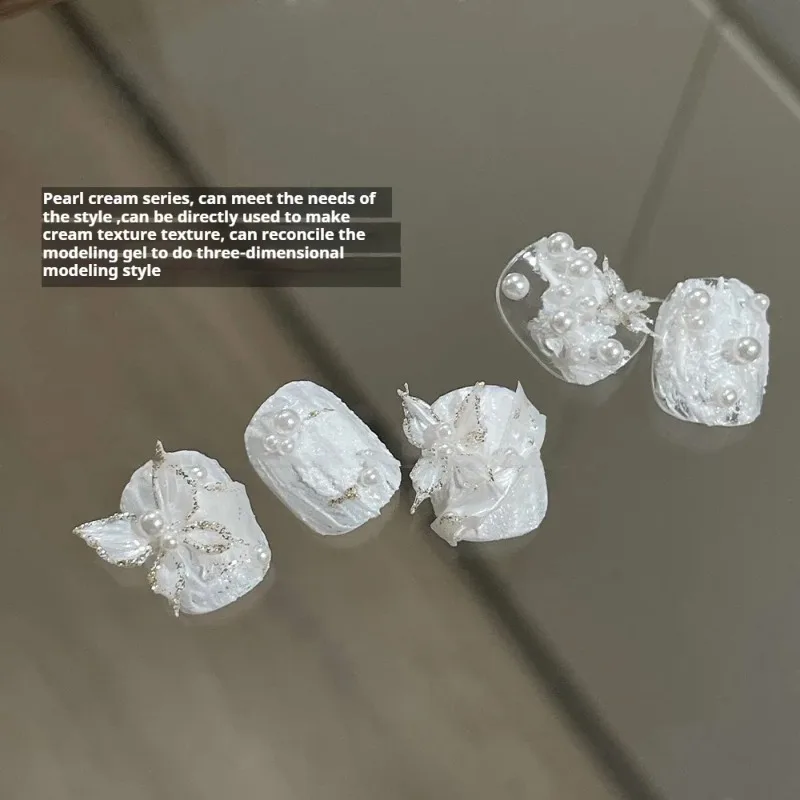 3 Colors No Wipe Pearl Cream Nail Sculpting Gel  Textured Nail Art Docerarion DIY Salon Nail Cream for 3D Chrome Powder Manicure