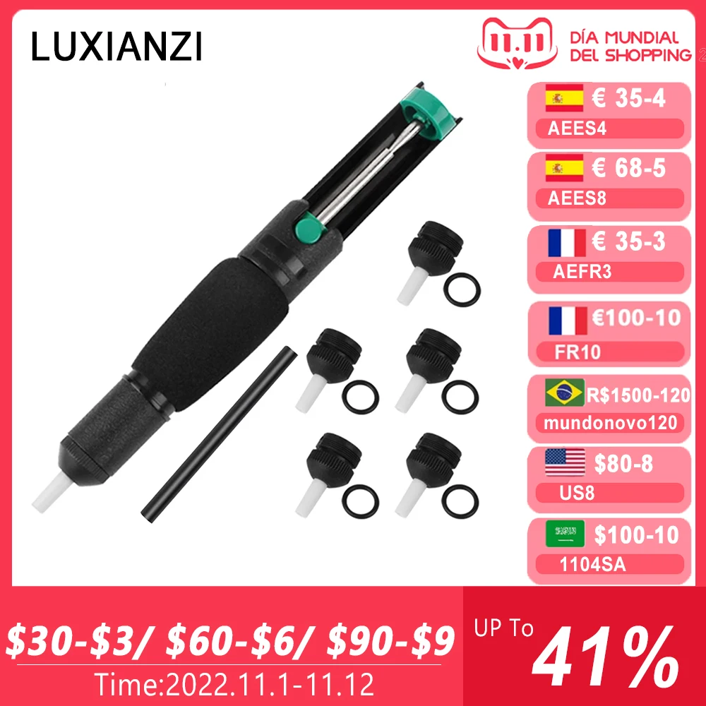 LUXIANZI Double Ring Desoldering Suction Pump Plastic Powerful Solder Suction Vacuum Sucker