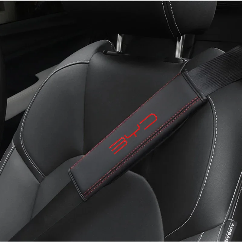 2Pcs Car Seat Belt Leather Safety Belt Shoulder Cover For BYD Atto 3 Yuan Plus EV Car