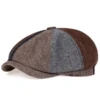 Stylish Mens Classic Vintage Herringbone Newsboy Beret Hat with Flat Brim for Winter Retro Look Hooded hair dryer Bonnet silk 1