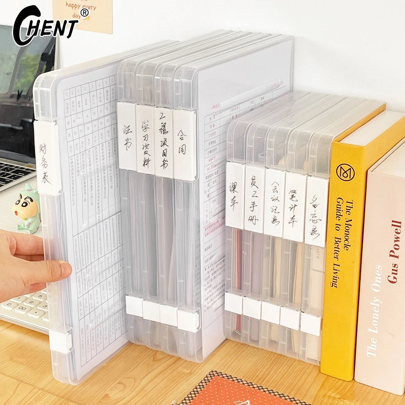 A4 File Storage Box Transparent Double Buckle Plastic Waterproof And Dustproof Document Information Box