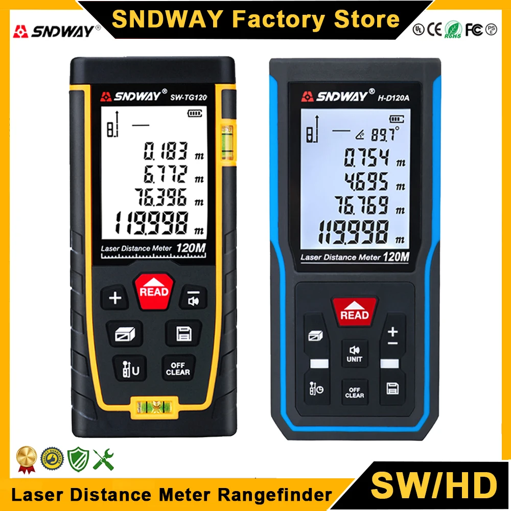 SNDWAY Laser Distance Meter Digital Rangefinder Laser Measure Tool Professional Range Finder Meter Telemeter