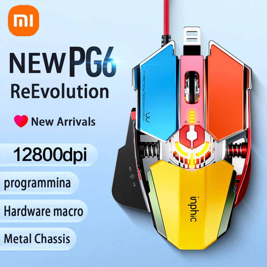 

Xiaomi Computer Mouse USB Wired Gaming Mice RGB Silent Mouse 5500 DPI Mechanical Mouse With 9 Button For PC Laptop Office Gamer