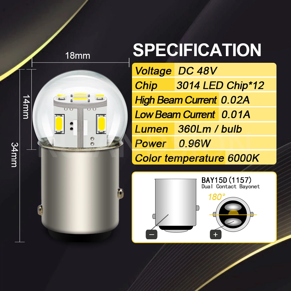 Ampolletas Led Light 1156 Ba15s 6v 12v 24v 36v 48v 1.5w S25 Canbus