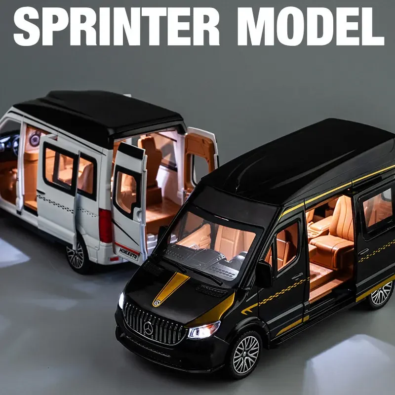 

1:24 Sprinter MPV Van Spint RV Alloy Car Die Cast Toy Car Model Sound and Light Children's Toy Collectibles Birthday gift
