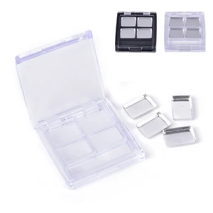 1pc 4 Palettes Square Eyeshadow Case Pans Eye shadow Container Empty Cosmetic Blusher Compact Clear Base and Black Base