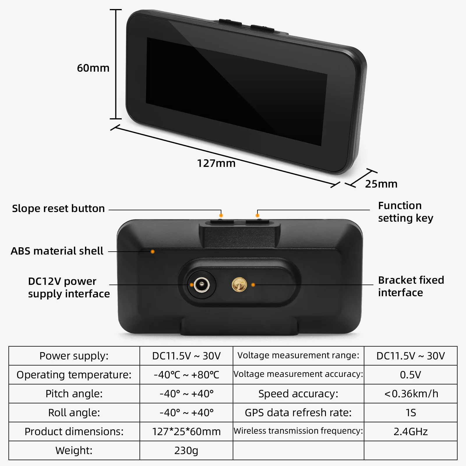 Off Road Inclinometer M60 M50 4x4 Off Road GPS Smart Inclinometer Car Digital Display Tilt Pitch Angle Auto HUD Intelligent Slope Meter