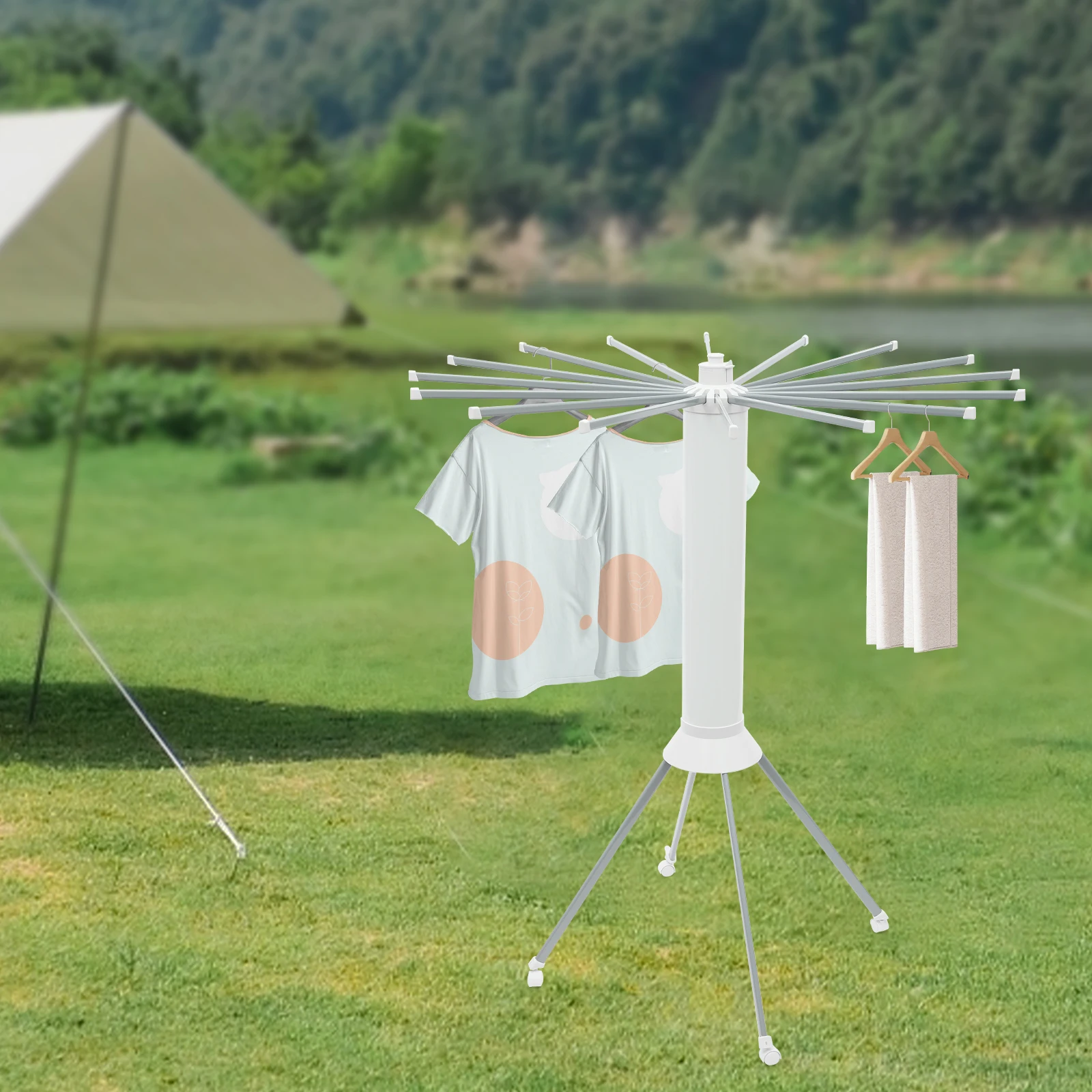 Clothes Drying Rack Anti-Rust Foldable Four-Legged Clothes Drying Rack Simple Cleaning for Balcony/Laundry Room/Terrace 5